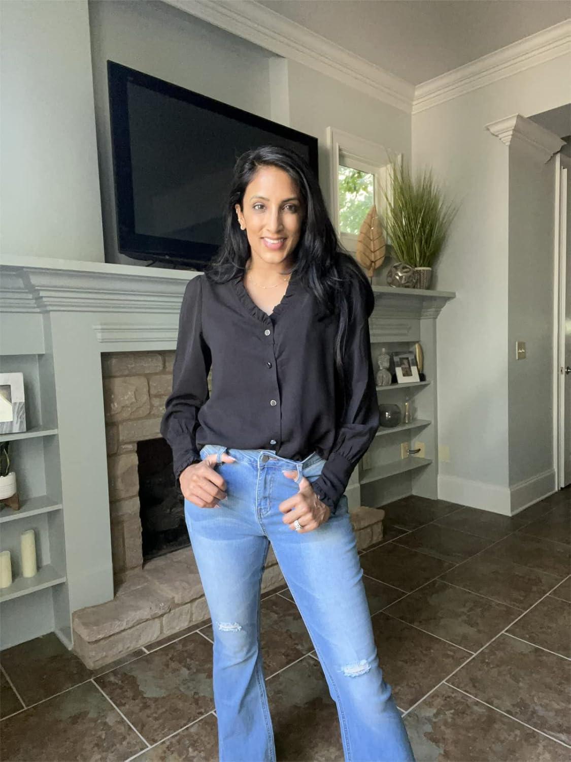 imageLookbookStore Womens Business Casual Tops Work Blouses Button Down Long Sleeve Dressy Shirt