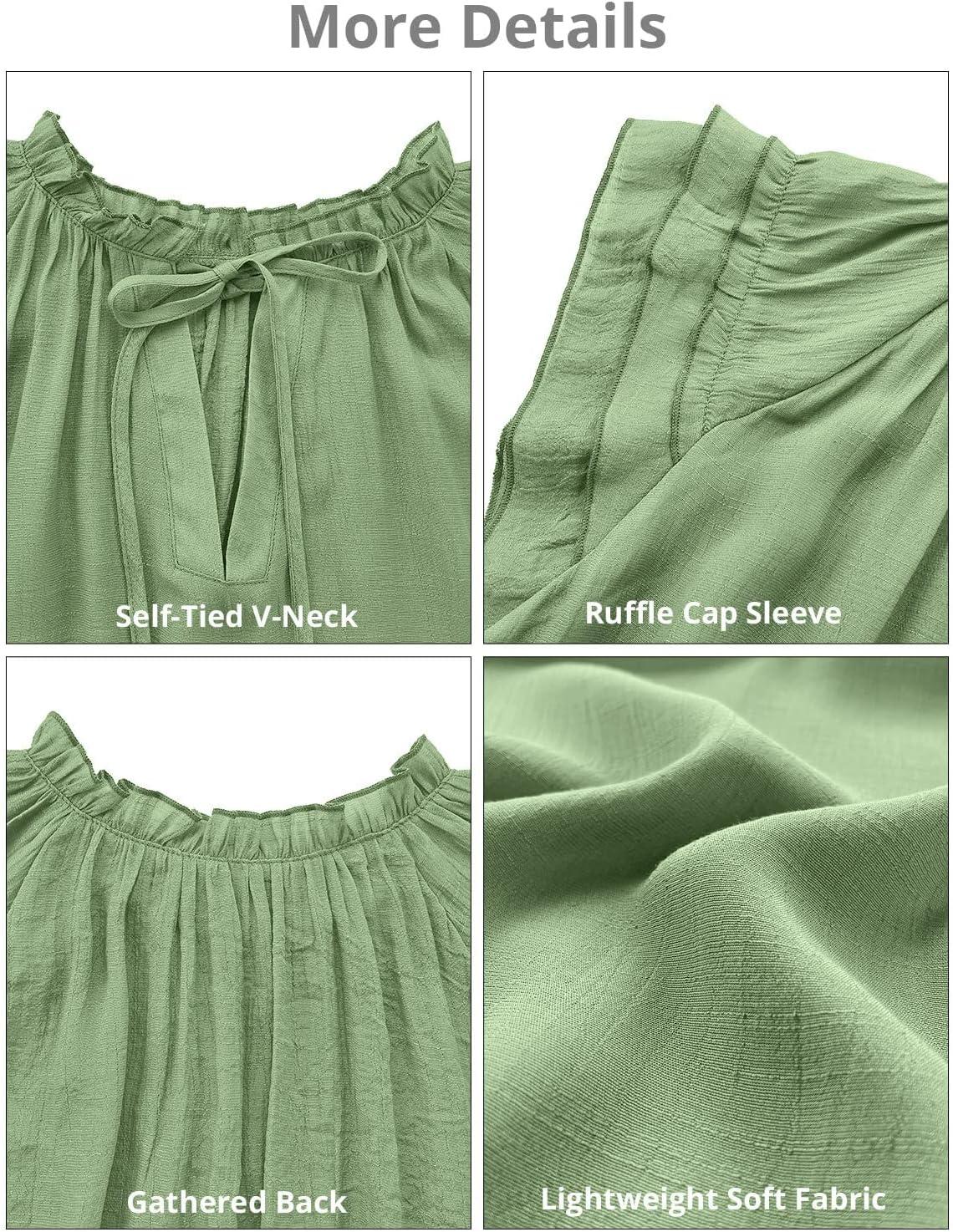 imageLookbookStore Womens Casual V Neck Tops Ruffle Flutter Shirt Cap Sleeve Blouse