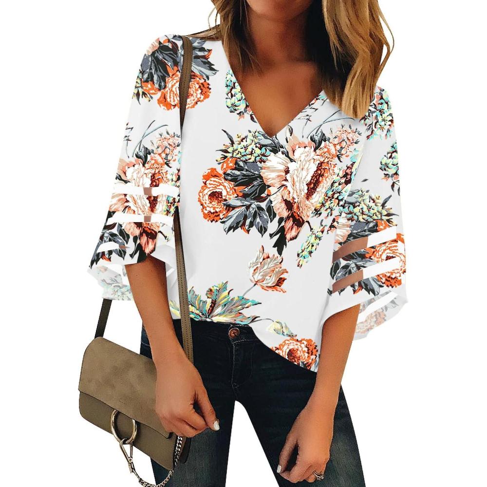 imageLookbookStore Womens Casual Dress Shirt1 Floral Print Apricot
