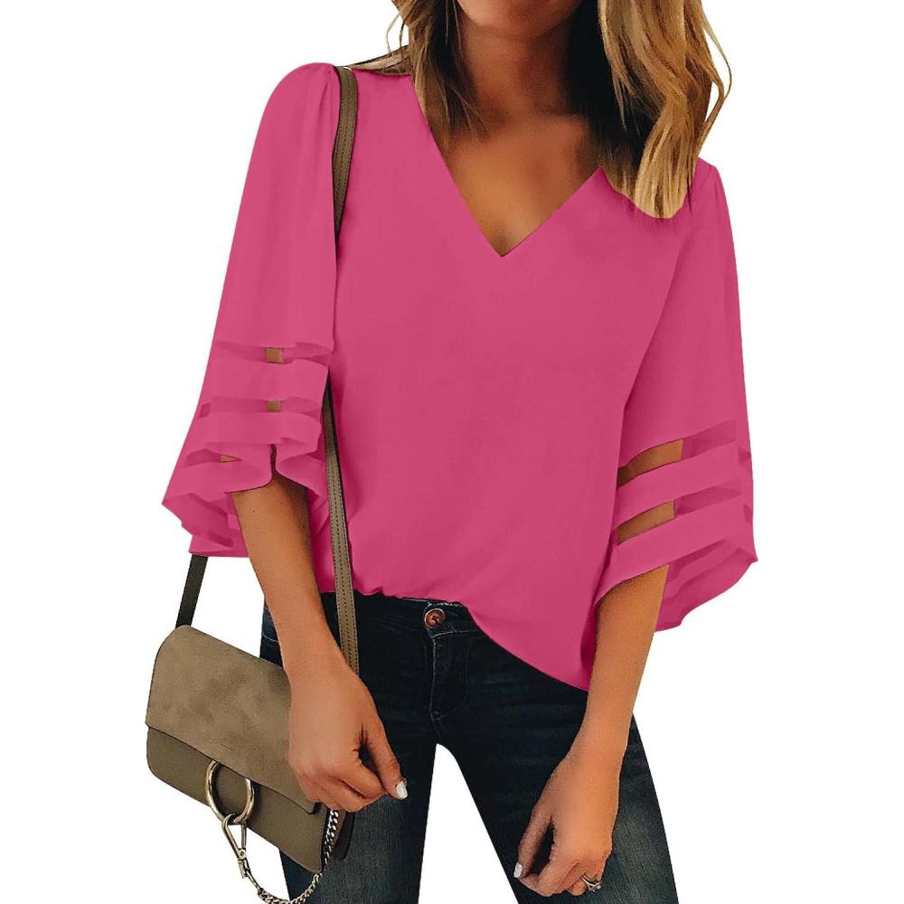 imageLookbookStore Womens Casual Dress ShirtHot Pink 1