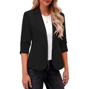 LookbookStore Blazers for Women Suit Jackets Dressy 3/4 Sleeve Blazer Business Casual Outfits for Work(Black)