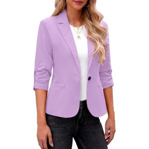 LookbookStore Blazers for Women Suit Jackets Dressy 3/4 Sleeve Blazer Business Casual Outfits for Work(Lavender)