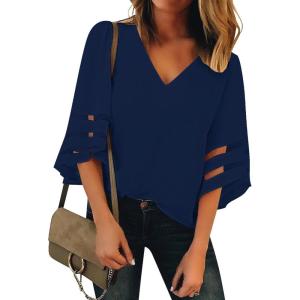 LookbookStore Women’s Casual Dress Shirt(Navy Blue)