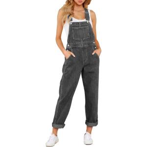 LookbookStore Women’s Casual Stretch Denim Bib Overalls Pants Pocketed Jeans Jumpsuits(Black)