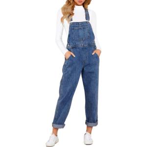 LookbookStore Women’s Casual Stretch Denim Bib Overalls Pants Pocketed Jeans Jumpsuits(Blue)