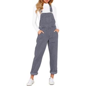 LookbookStore Women’s Casual Stretch Denim Bib Overalls Pants Pocketed Jeans Jumpsuits(Gray)