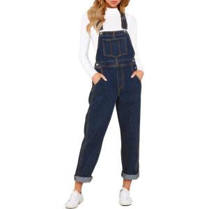 LookbookStore Women’s Casual Stretch Denim Bib Overalls Pants Pocketed Jeans Jumpsuits(Nautilus Blue)