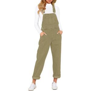 LookbookStore Women’s Casual Stretch Denim Bib Overalls Pants Pocketed Jeans Jumpsuits(Slate Green)