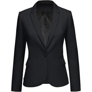 LookbookStore Womens Notched Lapel Pockets Button Work Office Blazer Jacket Suit(Black)