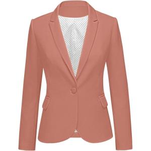 LookbookStore Womens Notched Lapel Pockets Button Work Office Blazer Jacket Suit(Canyon Clay)