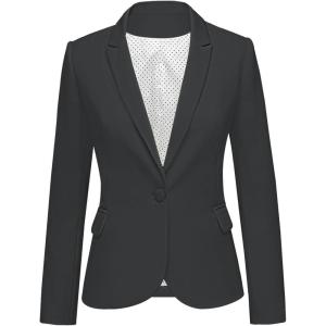 LookbookStore Womens Notched Lapel Pockets Button Work Office Blazer Jacket Suit(Charcoal Gray)