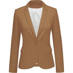 LookbookStore Womens Notched Lapel Pockets Button Work Office Blazer Jacket Suit(Dark Brown)