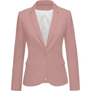 LookbookStore Womens Notched Lapel Pockets Button Work Office Blazer Jacket Suit(Dusty Rose)