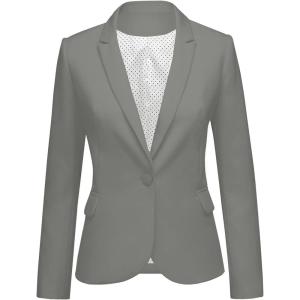LookbookStore Womens Notched Lapel Pockets Button Work Office Blazer Jacket Suit(Grey)