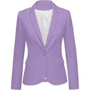 LookbookStore Womens Notched Lapel Pockets Button Work Office Blazer Jacket Suit(Lavender)