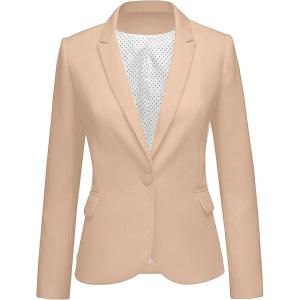 LookbookStore Womens Notched Lapel Pockets Button Work Office Blazer Jacket Suit(Sienna Sand)