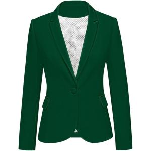 LookbookStore Womens Notched Lapel Pockets Button Work Office Blazer Jacket Suit(Verdant Green)