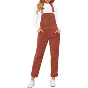 LookbookStore Womens Overalls Corduroy Bib Adjustable Straps Fashion Jumpsuit Overall for Women with Pocket(Apricot Brandy)
