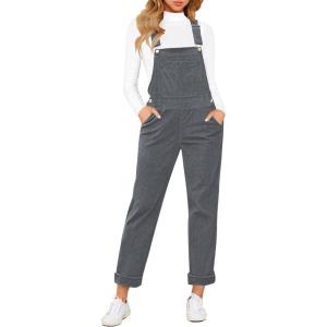 LookbookStore Womens Overalls Corduroy Bib Adjustable Straps Fashion Jumpsuit Overall for Women with Pocket(Charcoal)