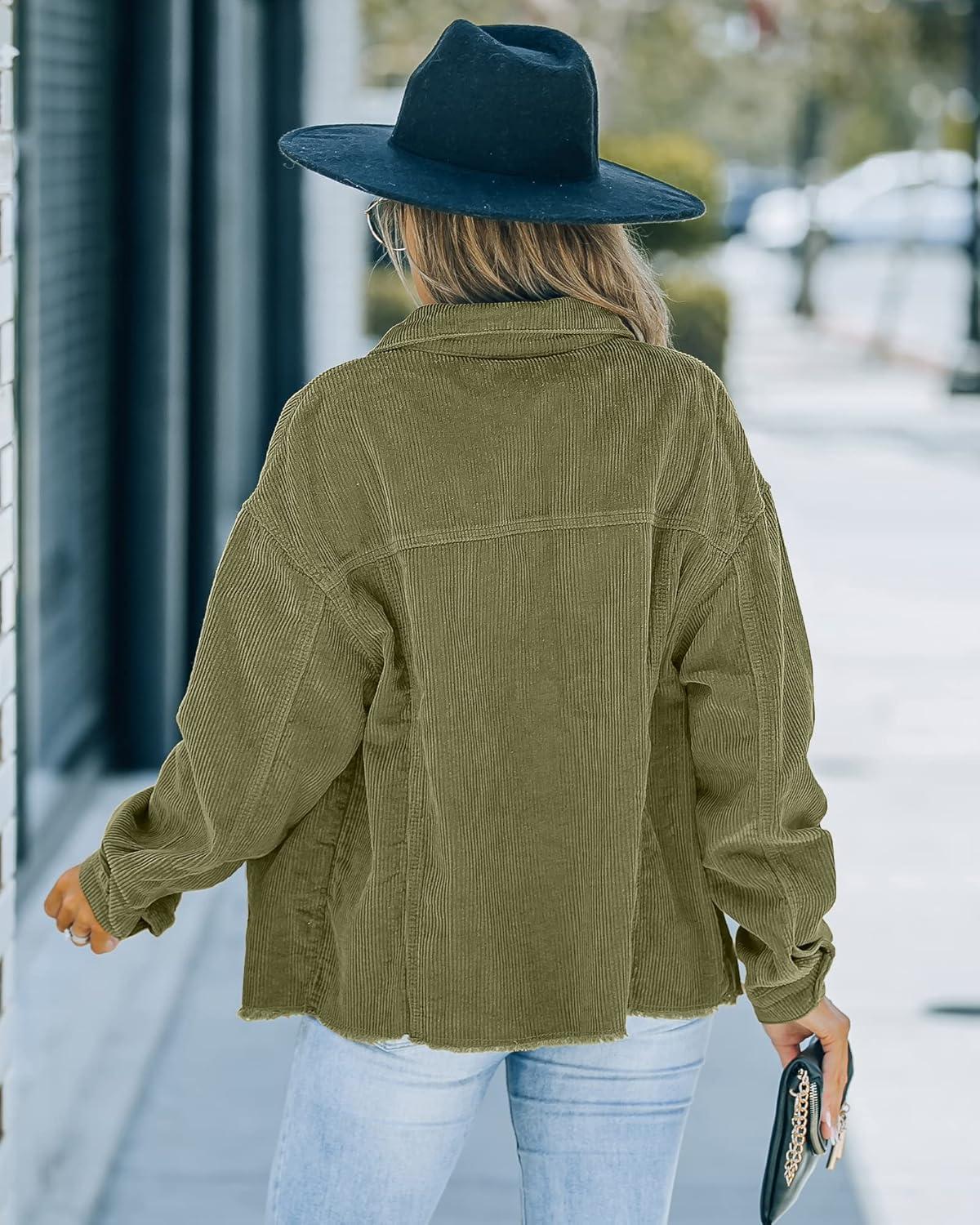 imageLookbookStore Corduroy Shacket Jacket Women Oversized Jackets Fall Winter Coats
