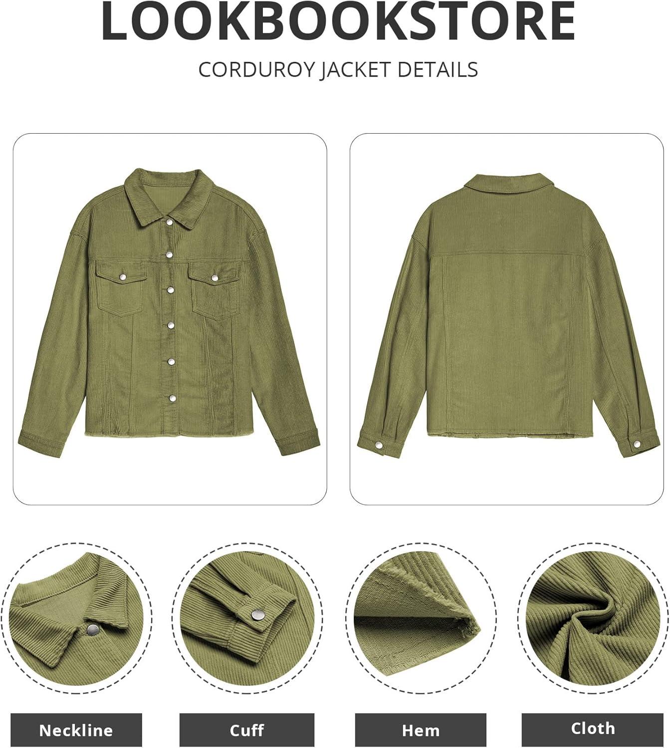 imageLookbookStore Corduroy Shacket Jacket Women Oversized Jackets Fall Winter Coats