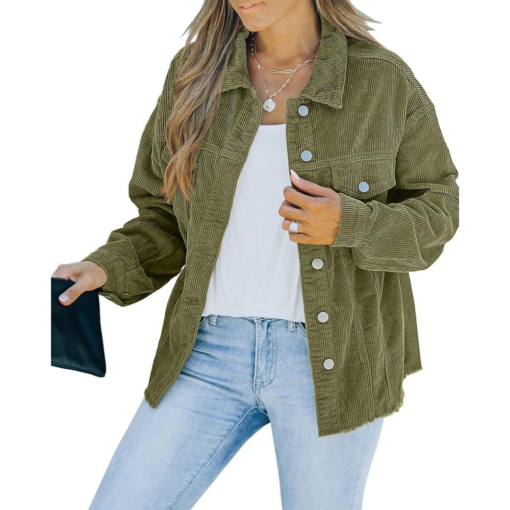 imageLookbookStore Corduroy Shacket Jacket Women Oversized Jackets Fall Winter Coats