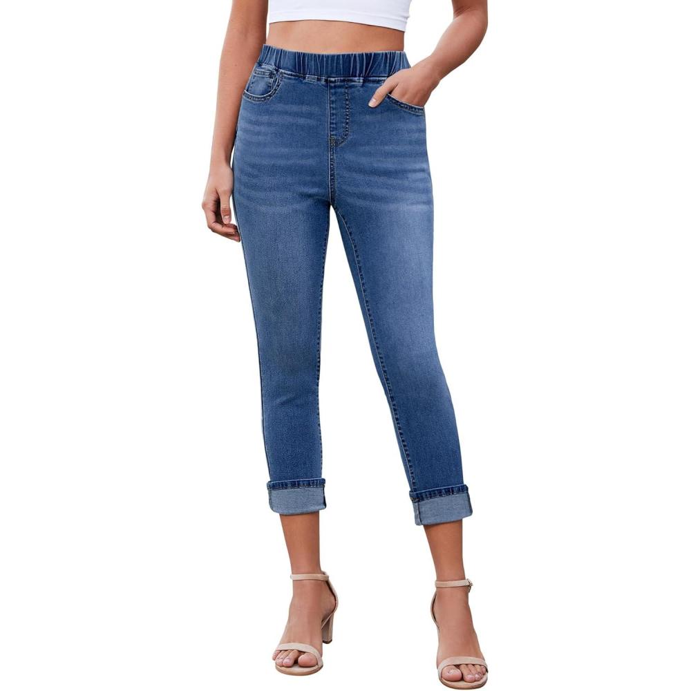 imageLookbookStore Womens High Waisted Capri JeggingsDarkness Blue