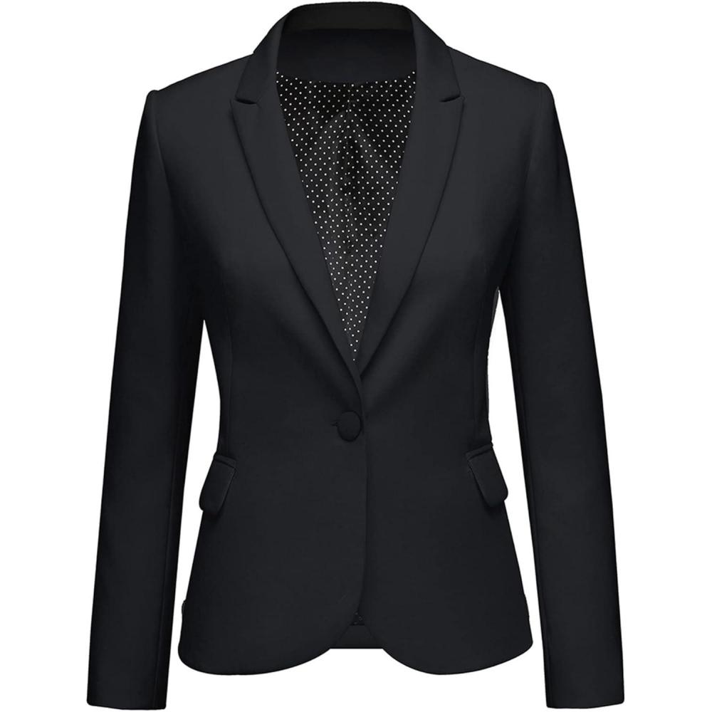imageLookbookStore Womens Notched Lapel Pockets Button Work Office Blazer Jacket Suit