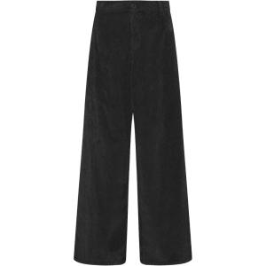 LookbookStore Corduroy Pants for Women High Waisted Wide Leg Elastic Waist Casual Work Pants Fall Trousers with Pockets(Black)