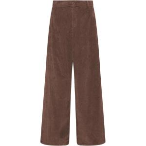 LookbookStore Corduroy Pants for Women High Waisted Wide Leg Elastic Waist Casual Work Pants Fall Trousers with Pockets(Brown)