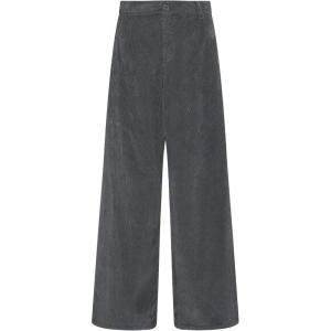 LookbookStore Corduroy Pants for Women High Waisted Wide Leg Elastic Waist Casual Work Pants Fall Trousers with Pockets(Dark Gray)
