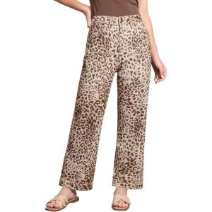 LookbookStore Wide Leg Jeans for Women Trendy High Waisted Stretchy Cheetah Leopard Pants Ankle Length Trouser Jeans(Sandshell Leopard)