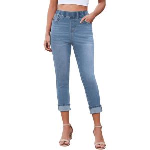LookbookStore Women’s High Waisted Capri Jeggings(Cobalt Blue)