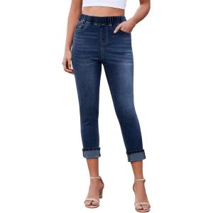 LookbookStore Women’s High Waisted Capri Jeggings(Nightfall Blue)
