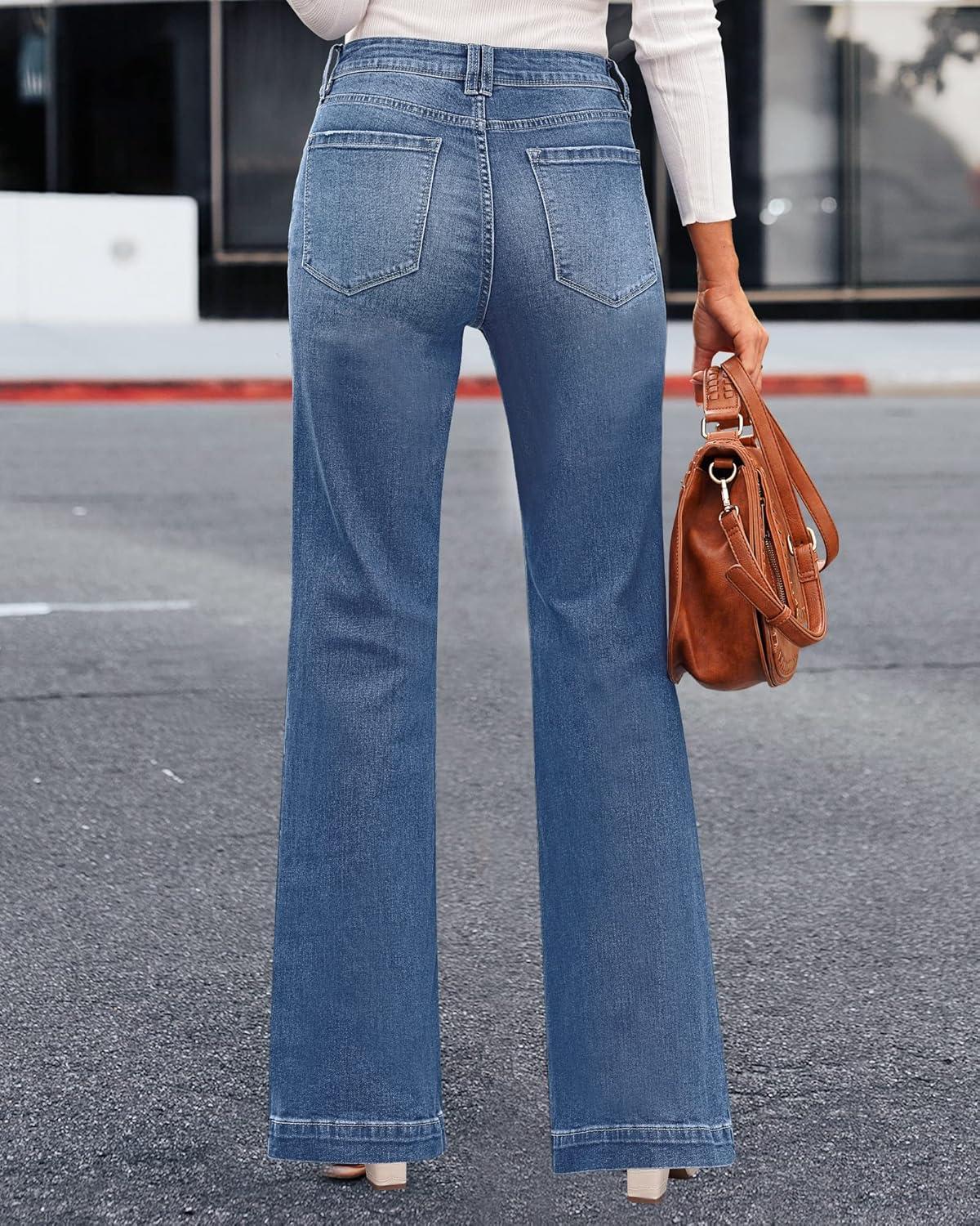 imageLookbookStore Wide Leg Jeans Woman 2026 Flare High Waist Baggy Jeans for Women Stretchy Denim PantsLapis Loft