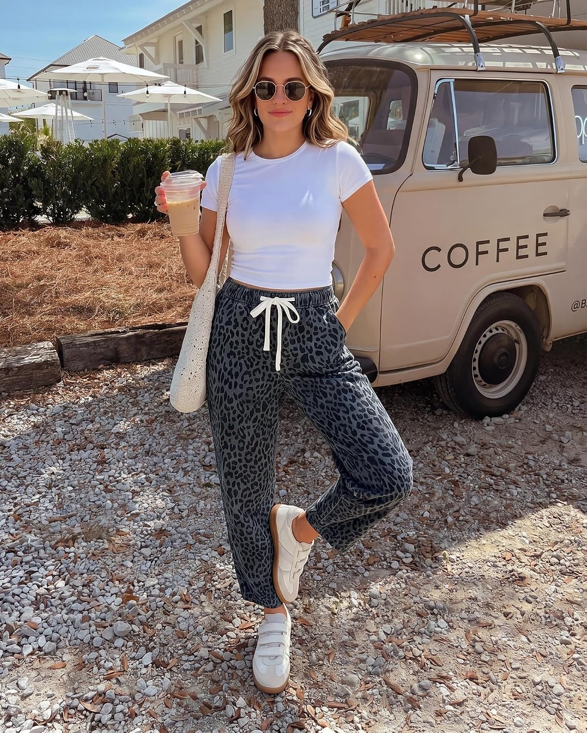 image:imageLookbookStore Barrel Jeans Women Leopard Pants Trendy High Waisted Pull On Wide Leg Stretchy Cropped Cheetah Print PantsGray Cheetah