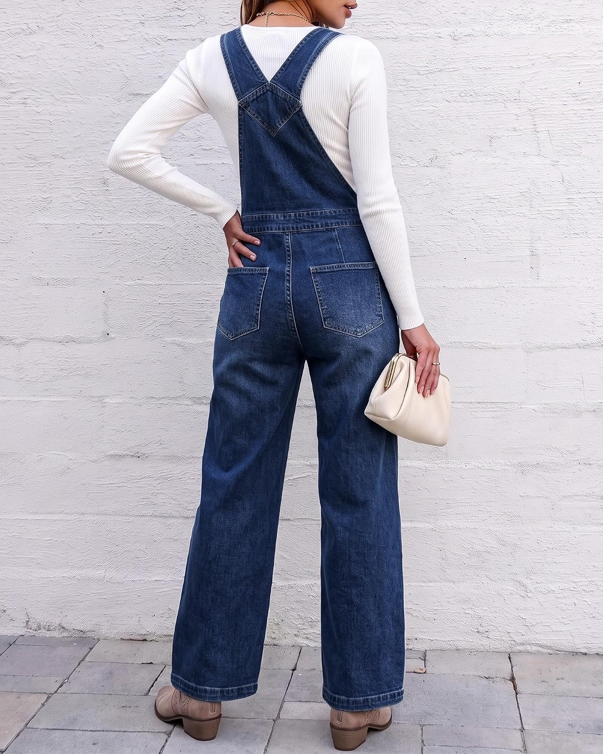 image:imageLookbookStore Denim Overalls for Women Stretchy Straight Leg Bib Jumpsuits Adjustable Bib Straps 275 Inch Inseam Relaxed Baggy Loose Fit Jean Overalls Denim Jumpsuit for Women Daily Wear amp WorkClassic Blue