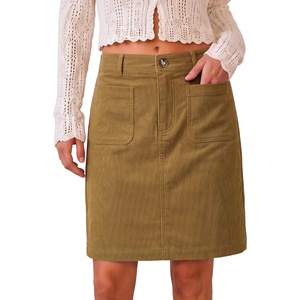 LookbookStore Corduroy Skirts for Women High Waisted Stretchy Short Skirts(Toffee Brown)