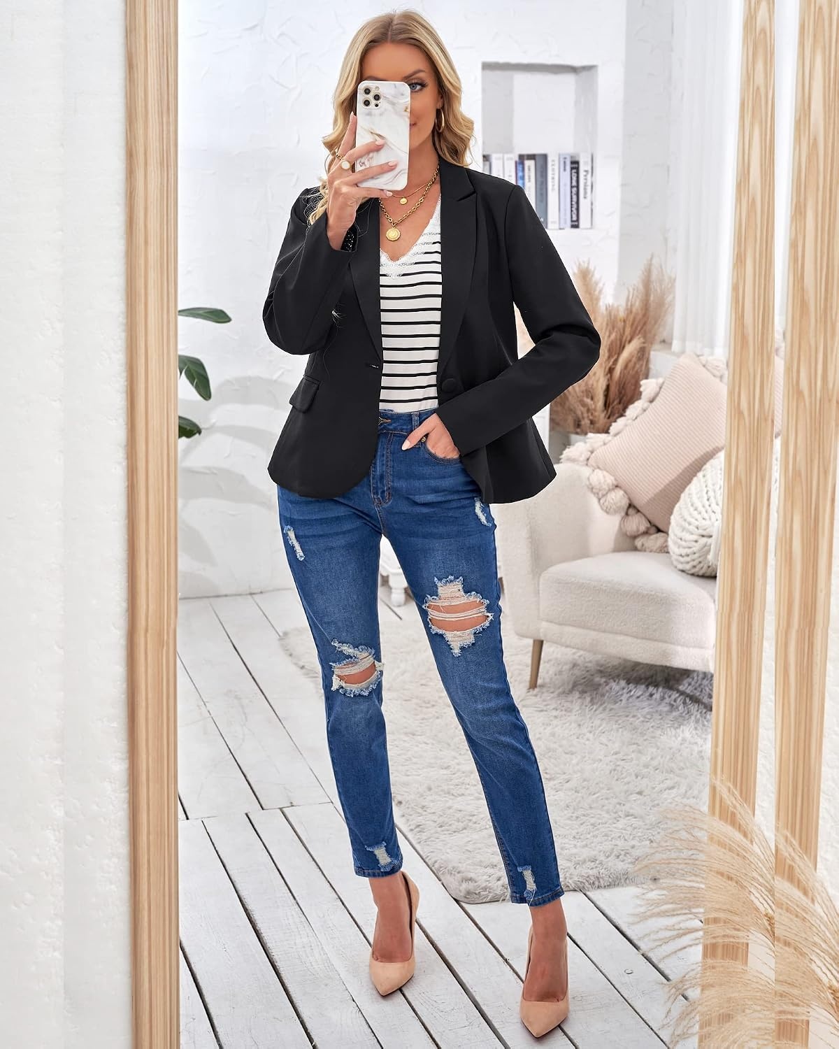 image:imageLookbookStore Blazers for Women Business Casual Long Sleeves Suit JacketsBlack
