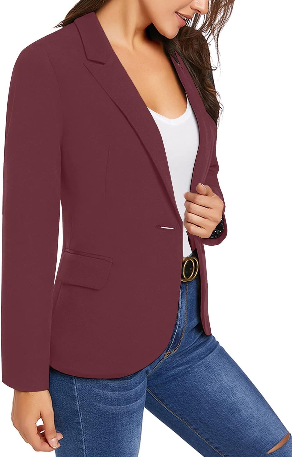image:imageLookbookStore Blazers for Women Business Casual Long Sleeves Suit JacketsDark Red