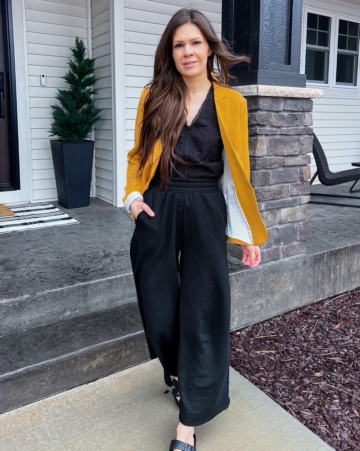 image:imageLookbookStore Blazers for Women Business Casual Long Sleeves Suit JacketsDusky Citron Yellow