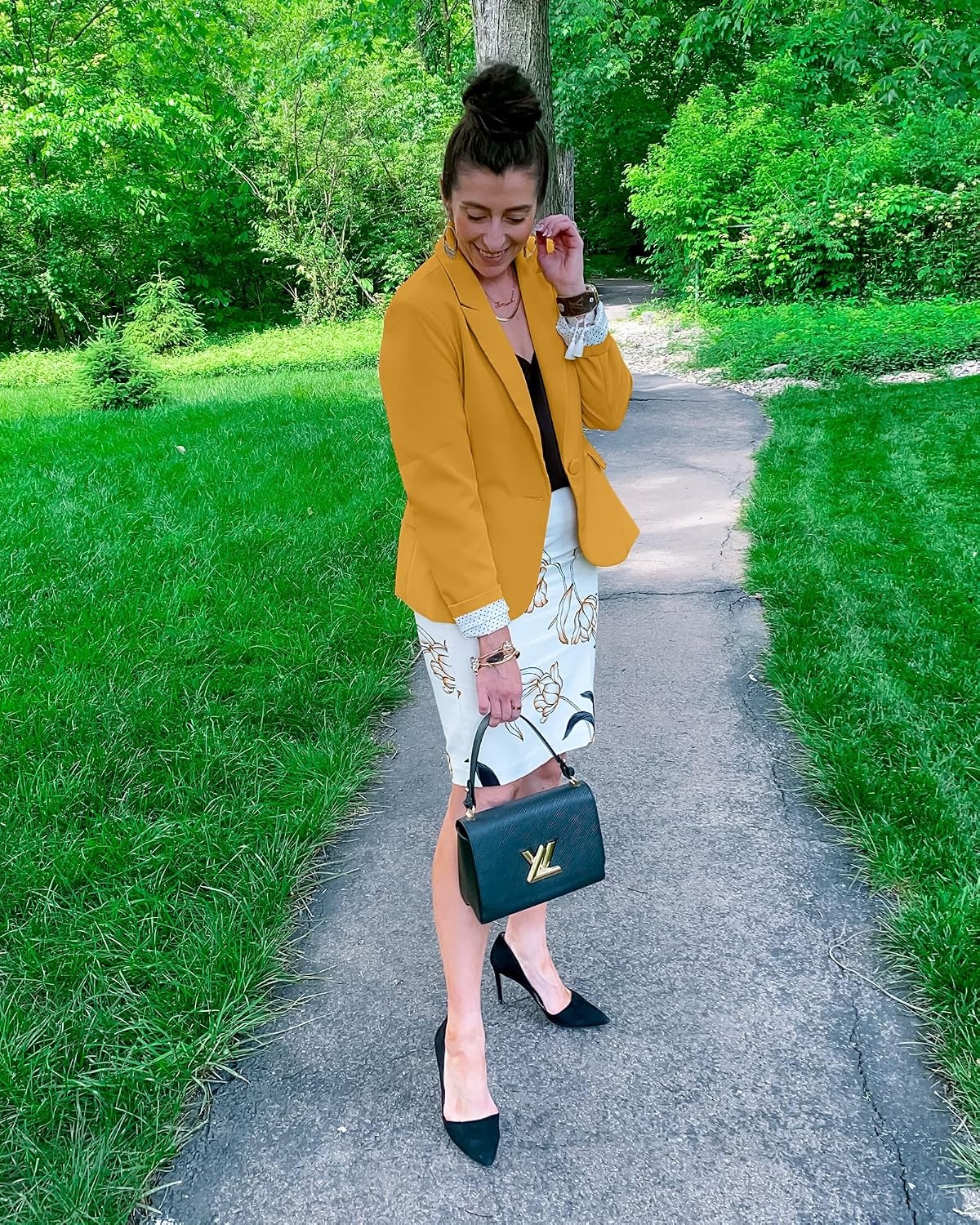 image:imageLookbookStore Blazers for Women Business Casual Long Sleeves Suit JacketsDusky Citron Yellow
