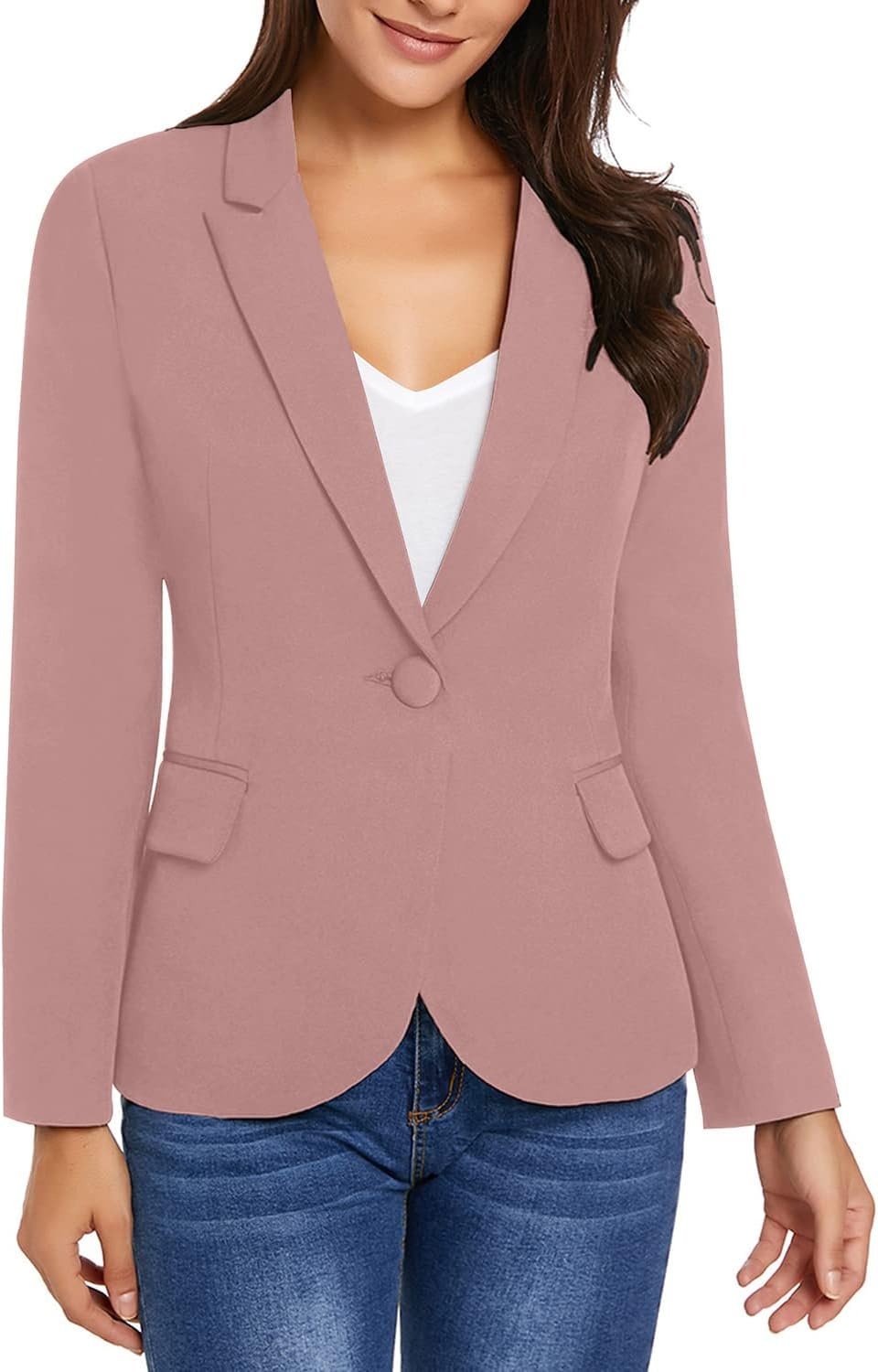 image:imageLookbookStore Blazers for Women Business Casual Long Sleeves Suit JacketsDusty Rose
