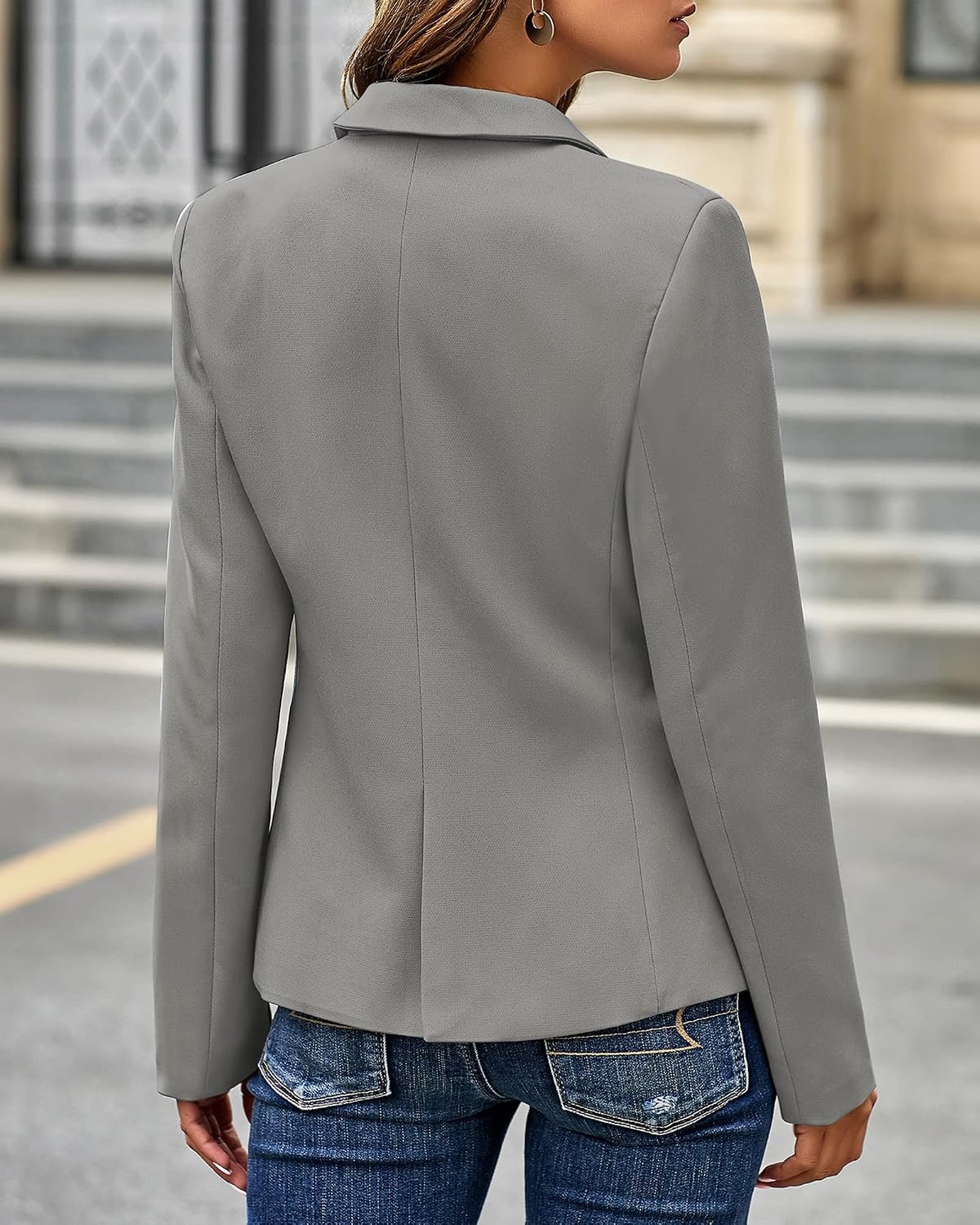 image:imageLookbookStore Blazers for Women Business Casual Long Sleeves Suit JacketsGrey