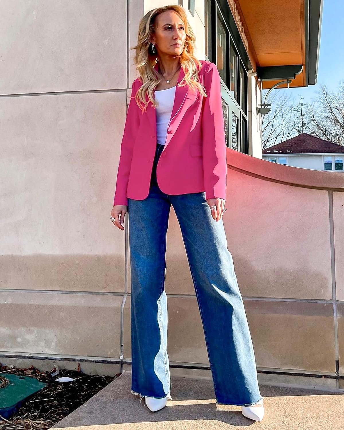 image:imageLookbookStore Blazers for Women Business Casual Long Sleeves Suit JacketsHot Pink