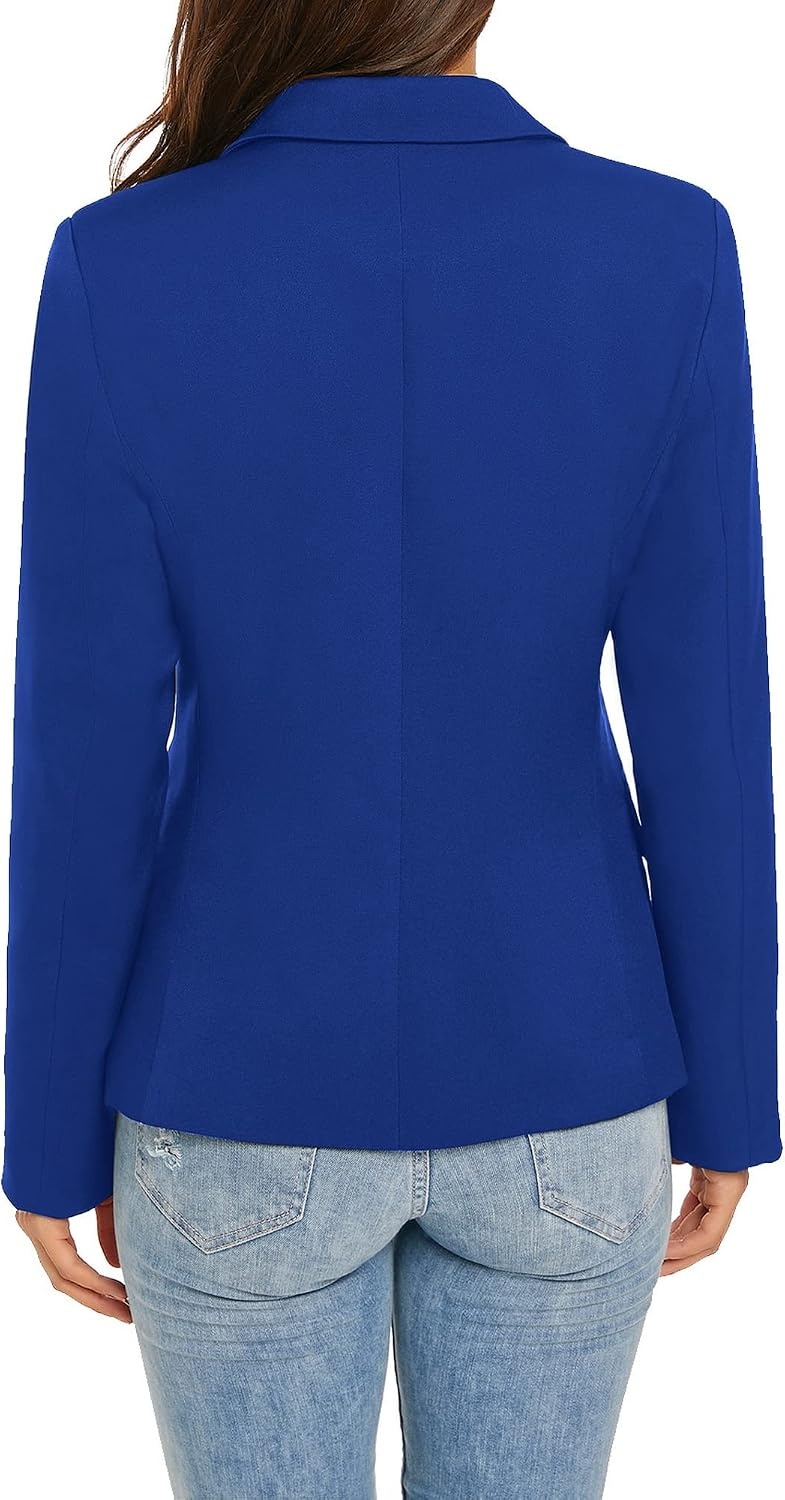 image:imageLookbookStore Blazers for Women Business Casual Long Sleeves Suit JacketsTwo Buttons Lapis Blue W Striped Lining