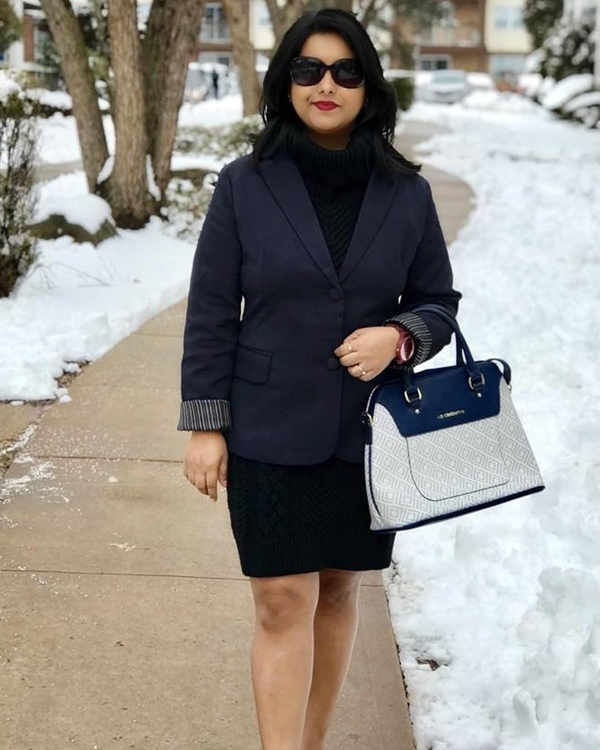 image:imageLookbookStore Blazers for Women Business Casual Long Sleeves Suit JacketsTwo Buttons Navy