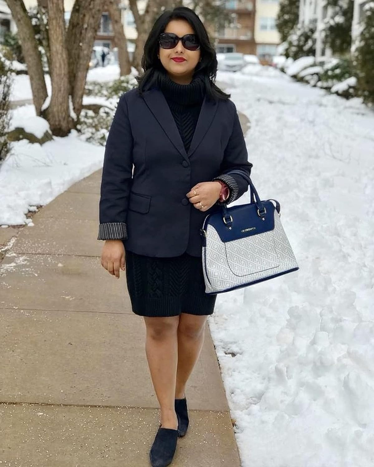 image:imageLookbookStore Blazers for Women Business Casual Long Sleeves Suit JacketsTwo Buttons Navy