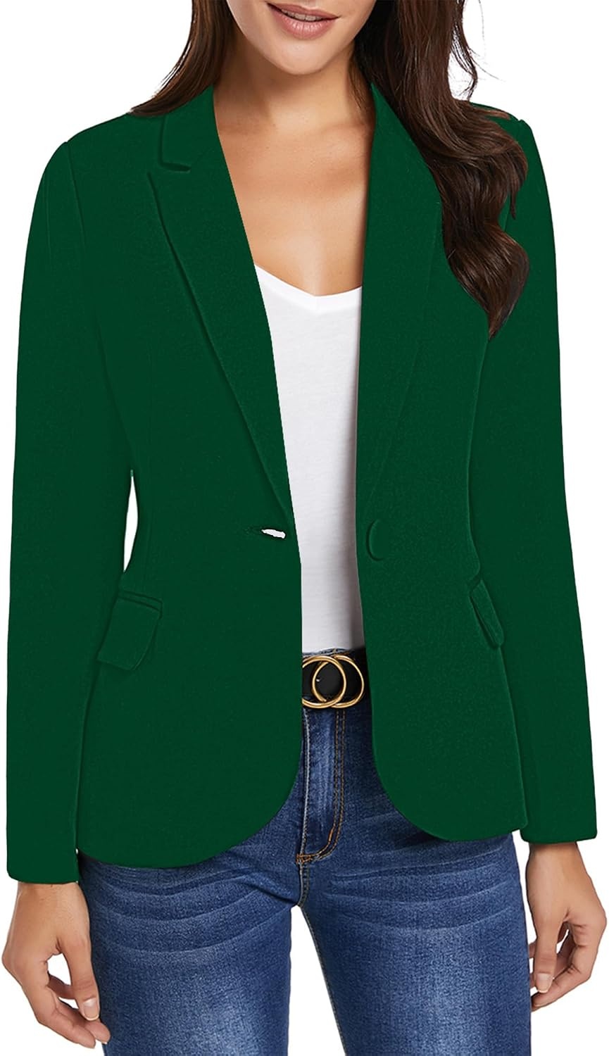 image:imageLookbookStore Blazers for Women Business Casual Long Sleeves Suit JacketsVerdant Green