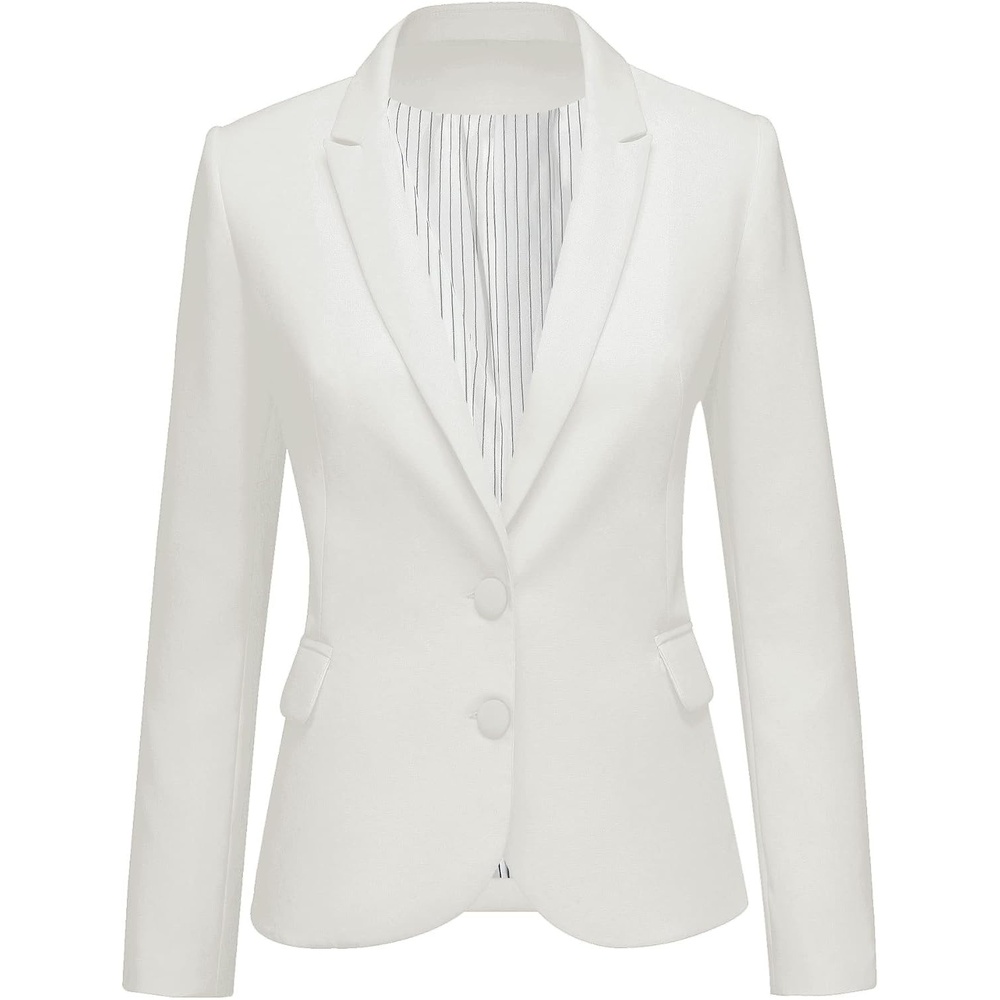image:imageLookbookStore Blazers for Women Business Casual Long Sleeves Suit JacketsTwo Buttons Brilliant White W Striped Lining